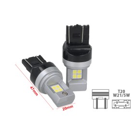 Lampada Led T20 W21/5W 7443 8 Smd 3030 Bianco Luminoso Compatibile Con Attacco CK Auto Americana Dimensione Ridotta