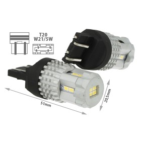 Lampada Led T20 7443 W21/5W 12 Smd 3020 Bianco Super Luminoso Luci Diurne Opel Insignia Peugeot 208 Toyota Yaris Suzuki Celerio