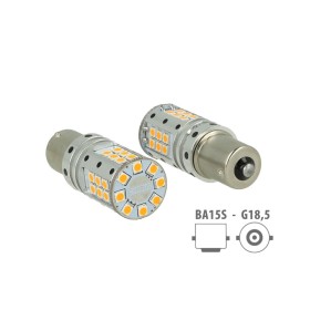 Lampada Led 1156 BA15S P21W Canbus 12V 25W Reale Arancione Per Frecce No Errore 32 Smd 3030
