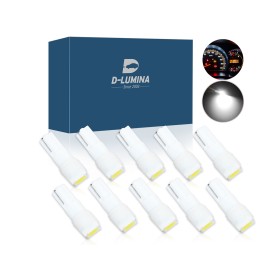 10 Lampadine Led T5 12V W1,2W Colore Bianco Con 1 Smd 5050 Luci Cruscotto Auto e Moto