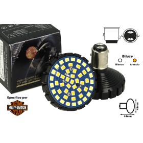 Lampada Led BAY15D 1157 Bianco e Arancione Per Moto Harley Davidson Canbus No Errore Luce Diurne e Frecce No Polarita 48 Smd 2835