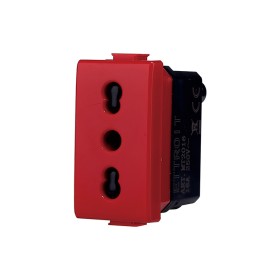 ETTROIT Presa Bipasso Bivalente 2P+T 10/16A Colore Rosso Compatibile Con Bticino Matix