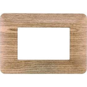 ETTROIT Placca Plastica Serie Solar 3P Colore Legno Chiaro Compatibile Con Bticino Matix