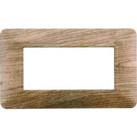 ETTROIT Placca Plastica Serie Solar 4P Colore Legno Chiaro Compatibile Con Bticino Matix