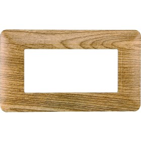 ETTROIT Placca Plastica Serie Solar 4P Colore Legno Scuro Compatibile Con Bticino Matix