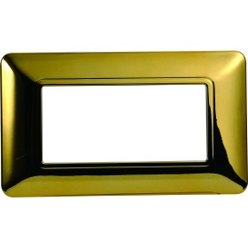 ETTROIT Placca Plastica Serie Solar 4P Colore Oro Lucido Compatibile Con Bticino Matix