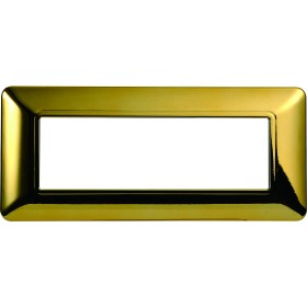 ETTROIT Placca Plastica Serie Solar 6P Colore Oro Lucido Compatibile Con Bticino Matix