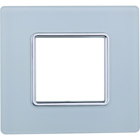 ETTROIT Placca In Vetro Serie Solar 2P Colore Bianco Compatibile Con Bticino Matix