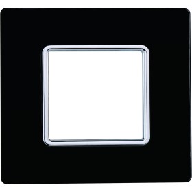 ETTROIT Placca In Vetro Serie Solar 2P Colore Nero Compatibile Con Bticino Matix