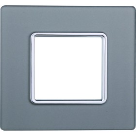 ETTROIT Placca In Vetro Serie Solar 2P Colore Silver Compatibile Con Bticino Matix