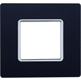 ETTROIT Placca In Vetro Serie Solar 2P Colore Acciaio Scuro Compatibile Con Bticino Matix