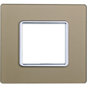 ETTROIT Placca In Vetro Serie Solar 2P Colore Oro Compatibile Con Bticino Matix