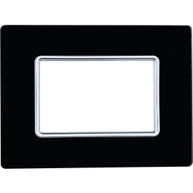 ETTROIT Placca In Vetro Serie Solar 3P Colore Nero Compatibile Con Bticino Matix