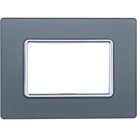 ETTROIT Placca In Vetro Serie Solar 3P Colore Silver Compatibile Con Bticino Matix