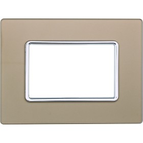 ETTROIT Placca In Vetro Serie Solar 3P Colore Oro Compatibile Con Bticino Matix
