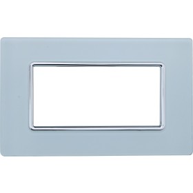 ETTROIT Placca In Vetro Serie Solar 4P Colore Bianco Compatibile Con Bticino Matix