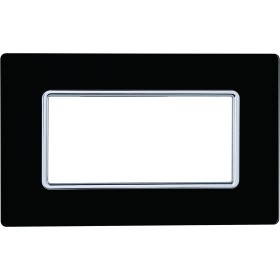 ETTROIT Placca In Vetro Serie Solar 4P Colore Nero Compatibile Con Bticino Matix