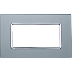 ETTROIT Placca In Vetro Serie Solar 4P Colore Silver Compatibile Con Bticino Matix