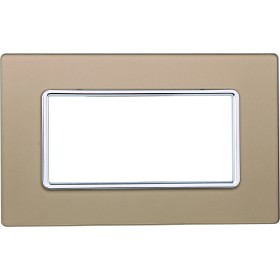 ETTROIT Placca In Vetro Serie Solar 4P Colore Oro Compatibile Con Bticino Matix