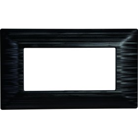 ETTROIT Placca Plastica Serie Solar 4P Colore Nero Satinato Compatibile Con Bticino Matix