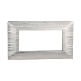 ETTROIT Placca Plastica Serie Solar 4P Colore Silver Satinato Compatibile Con Bticino Matix