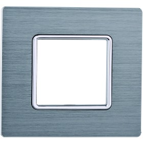 ETTROIT Placca In Alluminio Serie Solar 2P Colore Silver Compatibile Con Bticino Matix