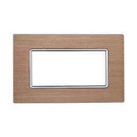 ETTROIT Placca In Alluminio Serie Solar 4P Colore Oro Compatibile Con Bticino Matix