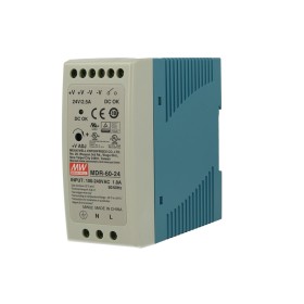 Alimentatore Rotaia Industriale MeanWell MDR-60-24 60W 24V 2,5A Barra Guida DIN Rail Single Power Supply Input 220V 110V