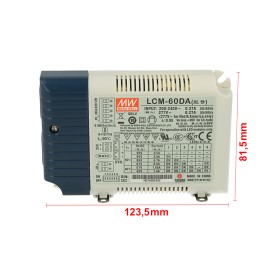 Led Driver CC Meanwell LCM-60DA Dimmerabile DALI  Corrente Costante Selezionabile 500/600/700/900/1050/1400mA