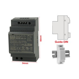 MeanWell HDR-60-24 Trasformatore Rotaia Industriale 24V 60W Barra Guida DIN Rail Power Supply Universale