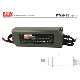 Alimentatore Led Meanwell PWM-90-12 Dimmerabile 90W 12V IP67 Dimming 3 in 1 0-10V 10V PWM Resistance
