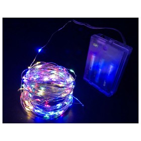 Stringa Led A Batteria Filo Rame Con 50 Luci RGB Multicolori 5 Metri IP67 4,5V Decorazione Natale