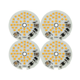 4 PZ Scheda Led AC 220V 5W Bianco Caldo 3000K Piastra Led Plate Modulo Diametro 48mm 40 Smd 2835