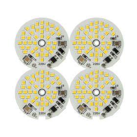 4 PZ Scheda Led AC 220V 5W Bianco Neutro 4500K Piastra Led Plate Modulo Diametro 48mm 40 Smd 2835