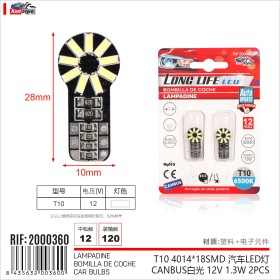 8pcs Lampadine LED W5W T10 Canbus 18 SMD 4014 12V 1.3W 100lm Bianco Freddo 6500K 28mm
