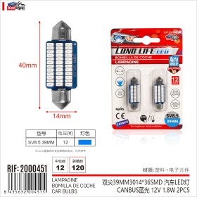 8 Pezzi Lampada Led Siluro 39mm Canbus T11 SV8.5 C5W C10W 36 SMD 3014 12V 1.8W 160lm Luce Colore Blu
