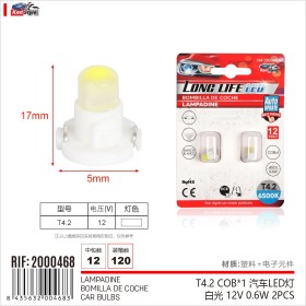 8 Pezzi Lampada Led T4.2 1 COB 12V 0.6W 40lm Bianco Freddo 6500K 17mm Luci Cruscotti e Strumentazioni