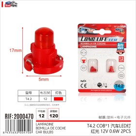 8 Pezzi Lampada Led T4.2 1 COB 12V 0.6W 40lm Luce Rossa 17mm Luci Cruscotti e Strumentazioni