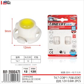 8 Pezzi Lampada Led T4.7 1 COB 12V 0.6W 40lm Bianco Freddo 6500K 9mm Luci Cruscotti e Strumentazioni