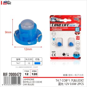 8 Pezzi Lampada Led T4.7 1 COB 12V 0.6W 40lm Luce Blu 9mm Luci Cruscotti e Strumentazioni