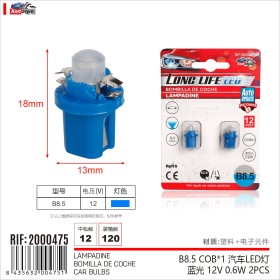 8 Pezzi Lampada Led T5 B8.5D 1 COB 12V 0.6W 40lm Luce Blu 18mm Luci Cruscotti e Strumentazioni B8,5D