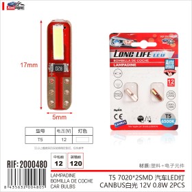 8 Pezzi Lampada Led T5 W3W Canbus 2 SMD 7020 12V 60lm 0.8W Luce Bianco per Cruscotti e Strumentazioni 17mm