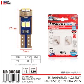 8 Pezzi Lampada Led T5 W3W Canbus 6 SMD 2016 12V 80lm 0.8W Luce Bianco per Cruscotti e Strumentazioni 17mm