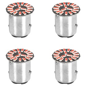 4 Pezzi Lampada Led BAY15D 1157 P21W 18 SMD 4014 12V 300lm 1W/0.3W Doppio Filamento Luce Rosso Piedi Sfalsati 180g 22mm