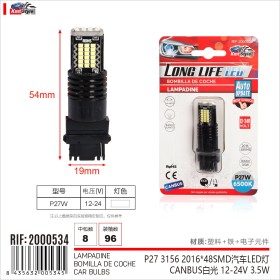 2 Pezzi LED 3157 T25 P27/W 54mm Lampada Auto Camion 12V 24V Canbus 48 SMD 2016 300lm 3.5W Mono Filamento Bianco 6500K