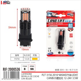 2 Pezzi LED 3157 T25 P27/W 54mm Lampada Auto Camion 12V 24V Canbus 48 SMD 2016 300lm 3.5W Mono Filamento Giallo Ambra