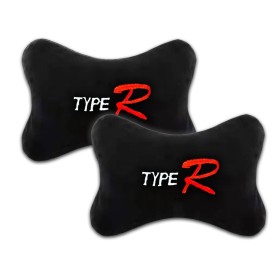 2 Pezzi Cuscini Poggiatesta Auto Ergonomici e Traspiranti Colore Nero Scritta Type R