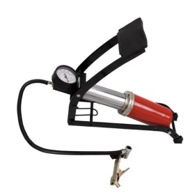 Pompa A Pedale Con Manometro Mono Cilindro Valvola Presta Schrader e 3 Adattatori Per Bici Moto Monopattino Gonfiabili Pallone