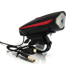 Fanale Bici Anteriore Con Clacson Luci Led Ricaricabile Con USB 1200mAh 3 Modalita Impermeabile