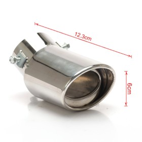 Tubo di Scarico per Auto Terminale Di Scarico Universale Cromato In Acciaio Inossidabile D6cm X L12,3cm